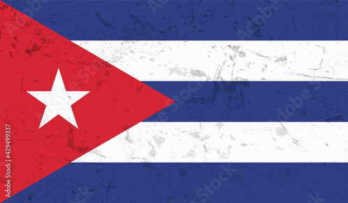 Vector Illustration flag of cuba in grunge texture style.