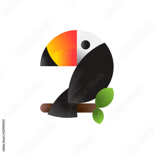 Toucan logo flat design. Icon vector illustration photo
