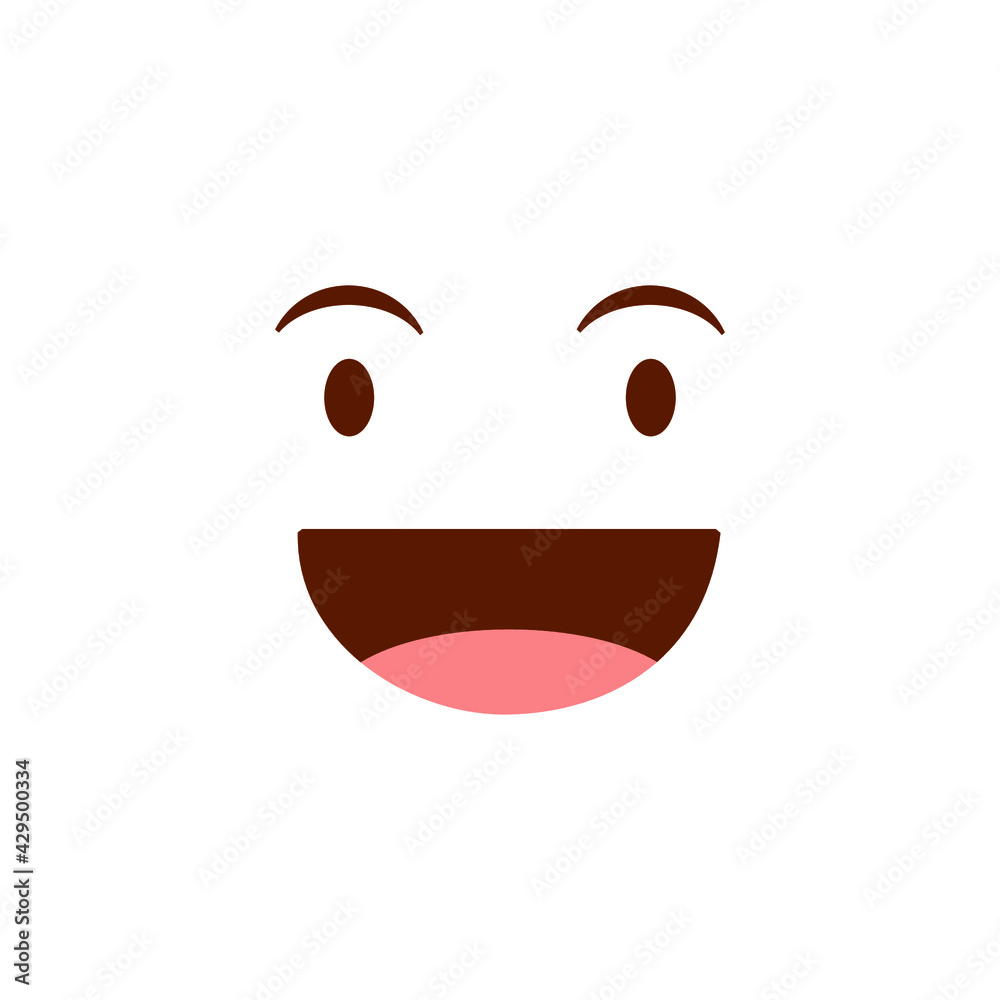 Cute social media grinning face emoji on a white background. Royalty-free.