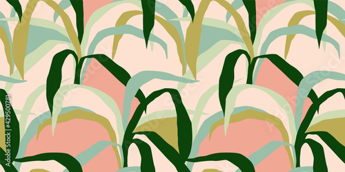 Artistic seamless pattern with abstract leaves. Modern design for paper, cover, fabric, interior decor and other