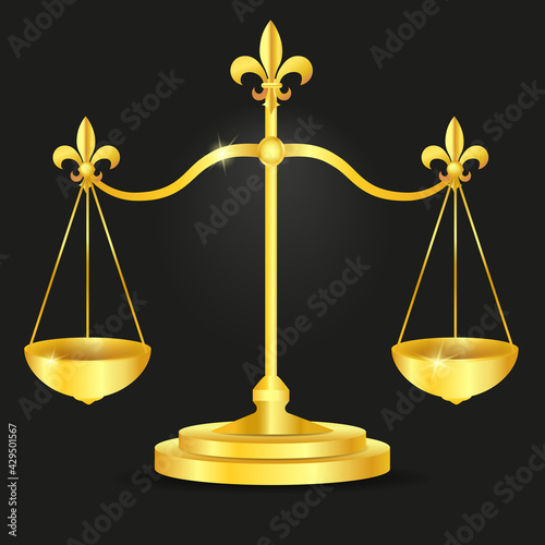 Gold scales of justice
