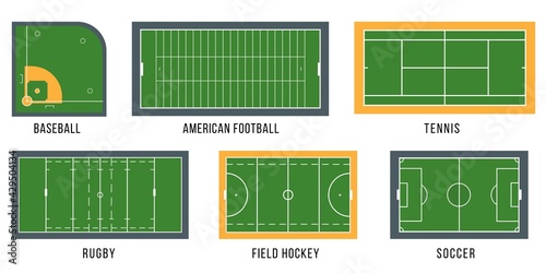 Sport court set top view vector illustration.