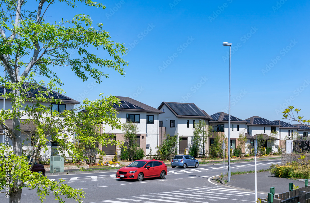 Obraz premium 家・住宅・一戸建て・青空・新緑
