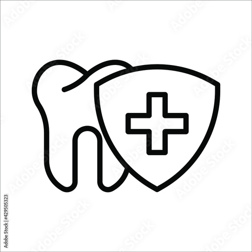 Collection of tooth icon in flat design. Color editable on white background