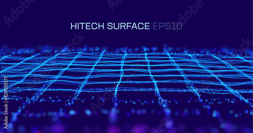 High tech vector background. Nanotechnology fabric cloth. Cyber grid data