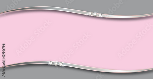 rosa  hintergrund und grau silber glänzende wellen mit silbernen streifen und strass strasssteinen photo