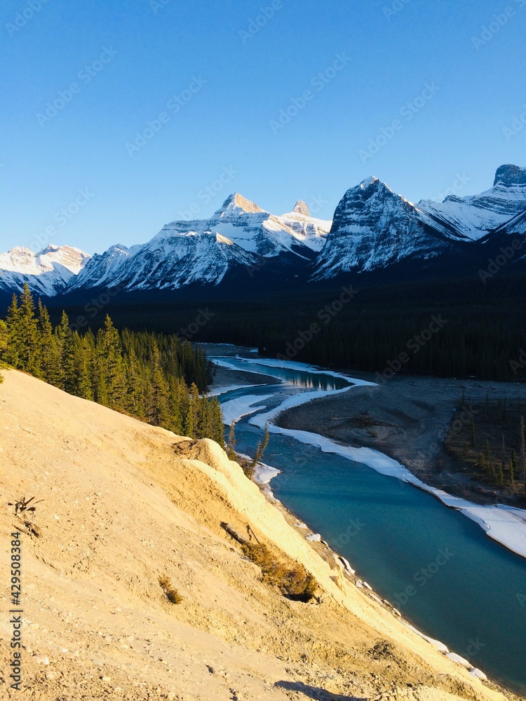 Scenic Jasper National Park with perfect blue skies