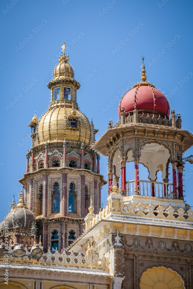 The rooftop and cupola of the Mysore Palace, Southern Indian