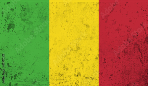 Guinea national flag created in grunge style