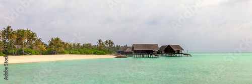 Panoramic Shot of Maldivian Water Bungalows