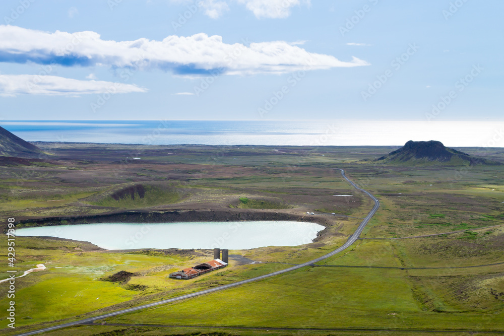 Seltun area aerial landscape, south Iceland panorama.