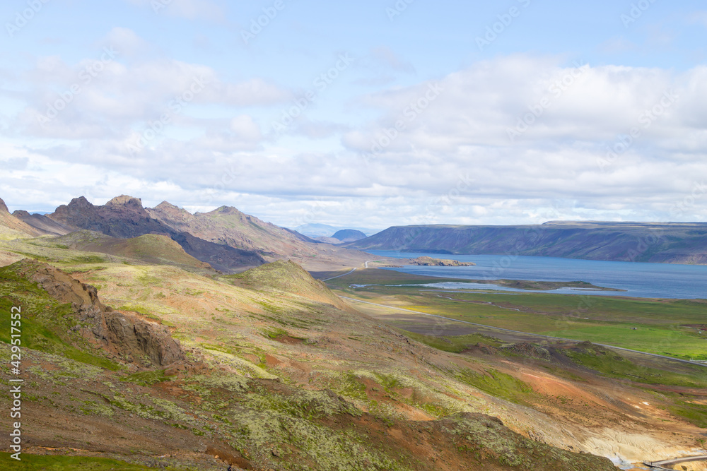 Obraz premium Seltun area aerial landscape, south Iceland panorama.