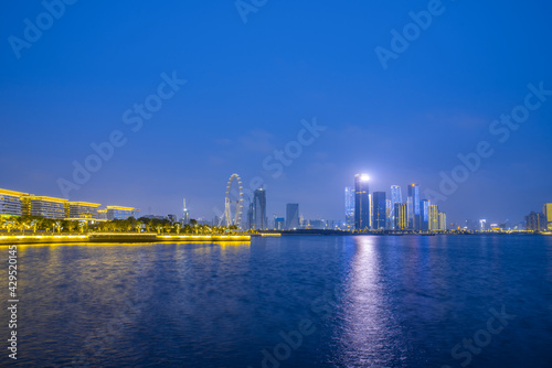 Night view of Binhai Cultural Park  Shenzhen  China