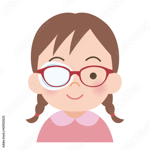 アイパッチをつけた女の子のイラスト