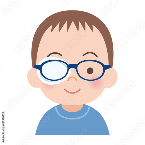 アイパッチをつけた男の子のイラスト