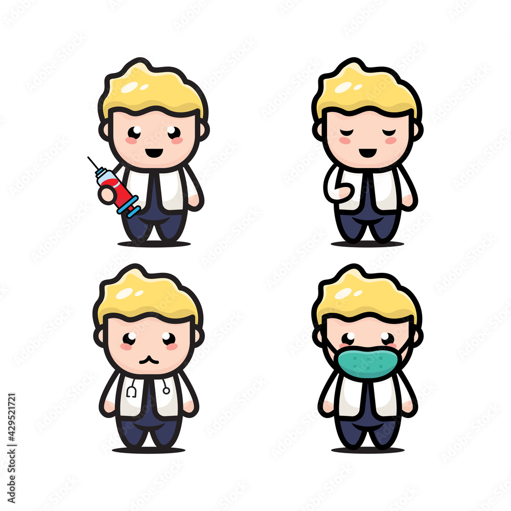 Vector set design of doctor cute mascot for your business