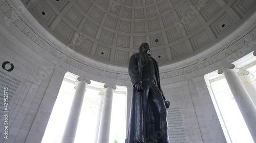 Orbit shot of Thomas Jefferson inside the Jefferson Memorial on the National Mall in Washington, DC. photo