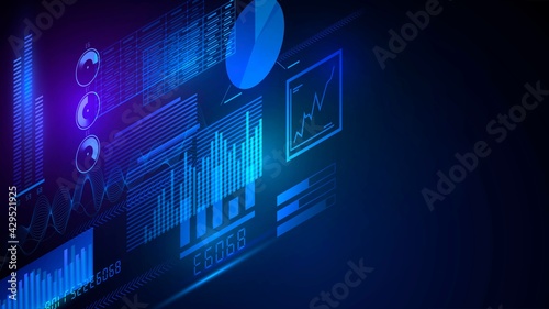 Glowing graphs and analytics layers on a dark background