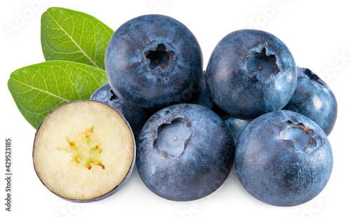 Blueberries fruit isolated on white background, Fresh Blueberry on White Background With clipping path,