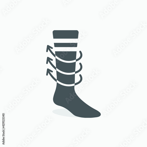 Compression socks icon, line logo. Flat signage for surgery rehabilitation equipment store 1