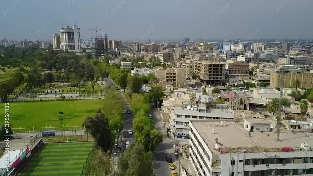 A drone shot of Baghdad city A drone shot of Baghdad city