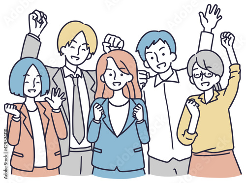 ビジネスチーム 会社員男女　シンプルイラスト　