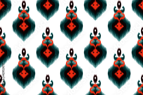 Ethnic ikat chevron textile decoration wallpaper design lines Indian fabric texture geometric pattern Aztec boho carpet native style 