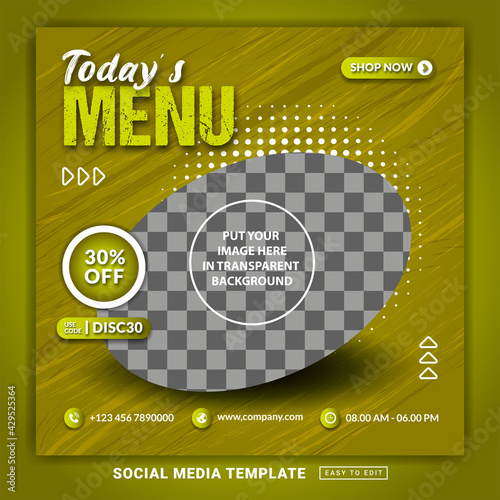 Flyer or social media post themed today's menu template