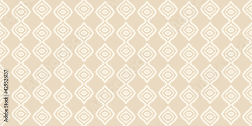 Background with simple geometric patterns on beige. Seamless pattern, texture. Vector image