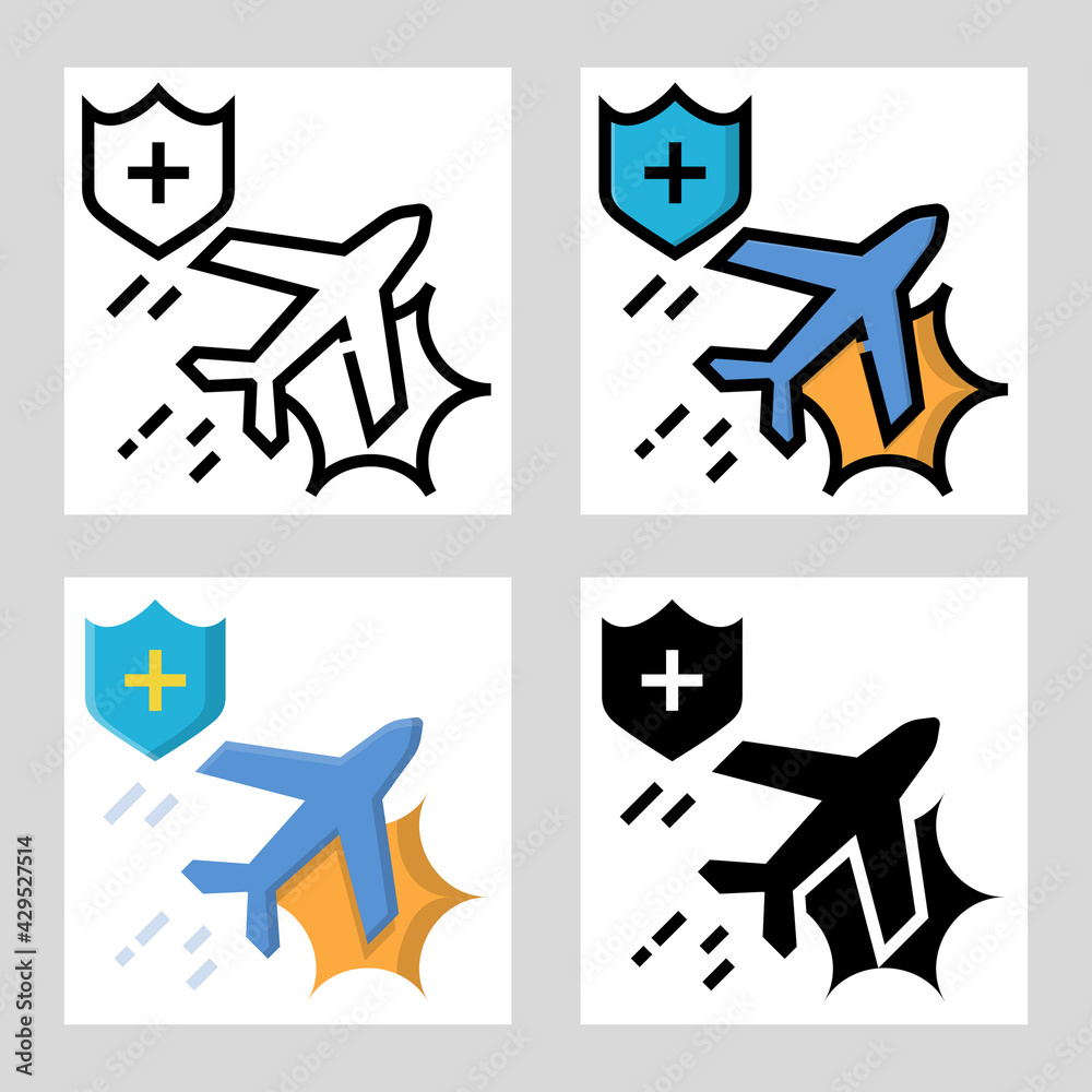 Naklejka premium flight insurance icon vector design in filled, thin line, outline and flat style.