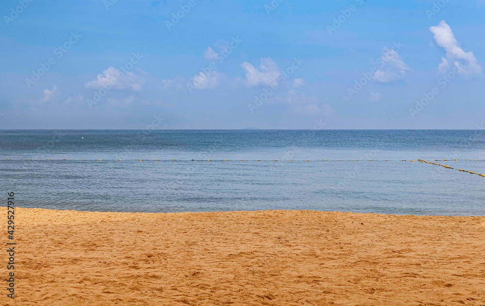 Panorama of Clean beaches, sea water and blue sky