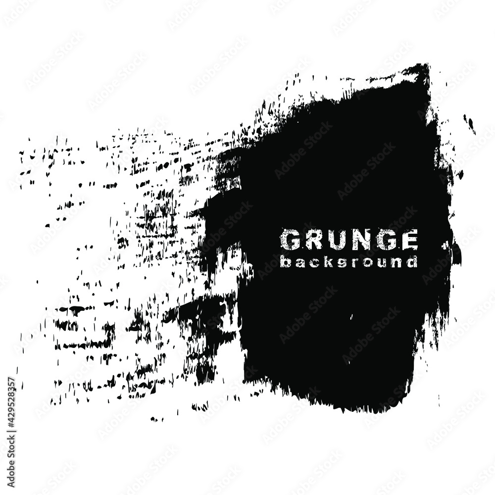 Black grunge paintbrush background. Vector illustration. Isolated. Distress texture. Ink brush strokes. Dirty artistic design element for text frames, banners, badges, posters and abstract background