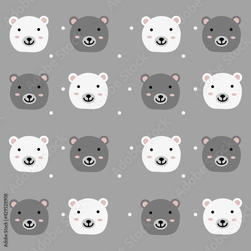 Polar bear pattern for kids and baby cloth, kids book and printing. White snow bear pattern vector illustration pastel color seamless. © Iqbaltopaz