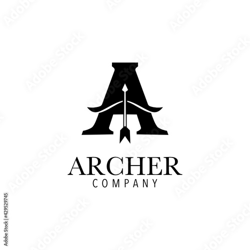 Monogram letter A archery symbol logo design inspiration