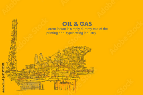 Illustration vector: Ocean oil gas drilling rig offshore platform