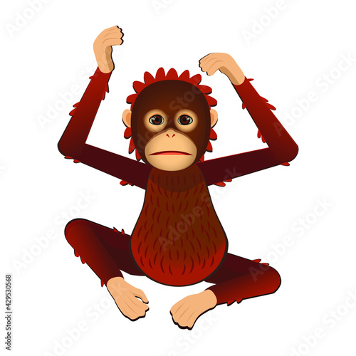 Young Baby Borneo (Kalimantan) Orangutan Vector Character