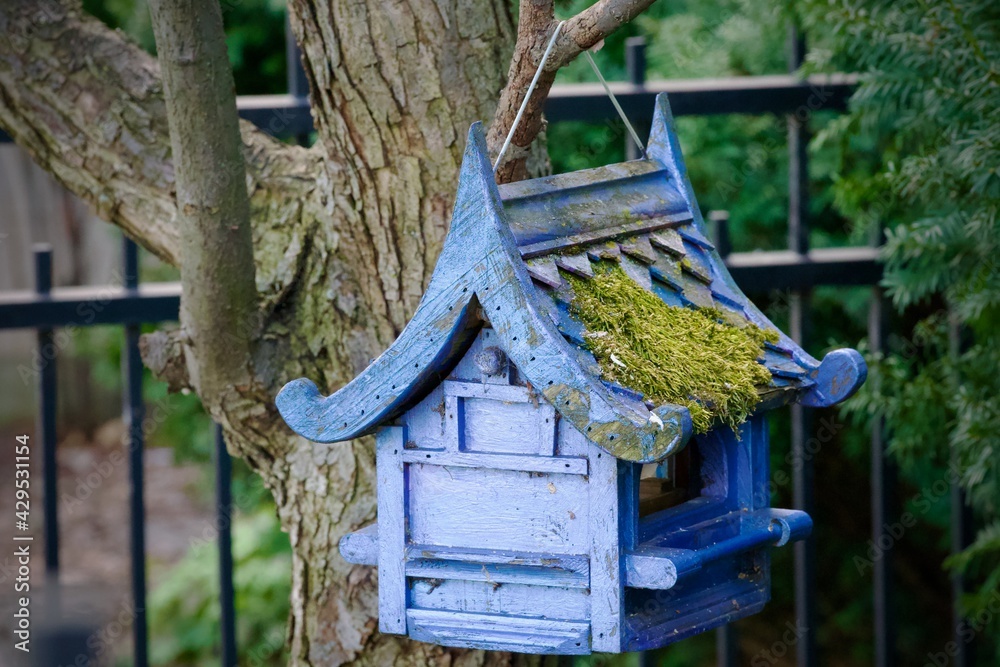 Fototapeta premium Mossy purple birdhouse