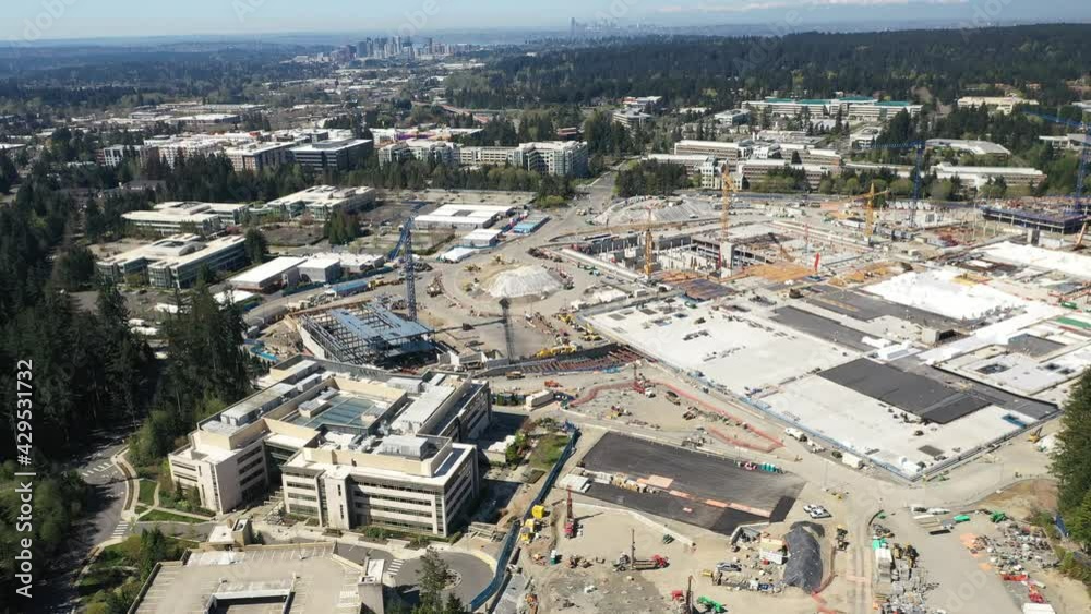 Microsoft Reston Cinematic aerial drone view, development of the new campus at the ...
