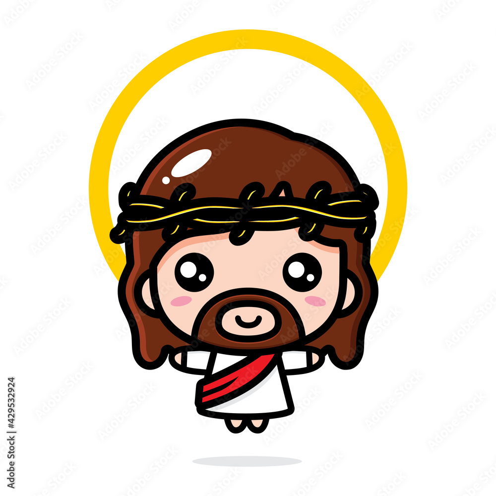 cute jesus cartoon vector design with wire on his head Stock Vector Adobe Stock