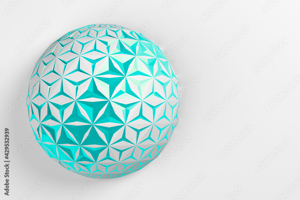 Abstract creative modern metal blue and white 3D three-dimensional sphere background with collapsing into many different triangles around the layer. 3d illustration. Abstract creative modern metal blue and white 3D three-dimensional sphere background with collapsing into many different triangles around the layer. 3d illustration.
