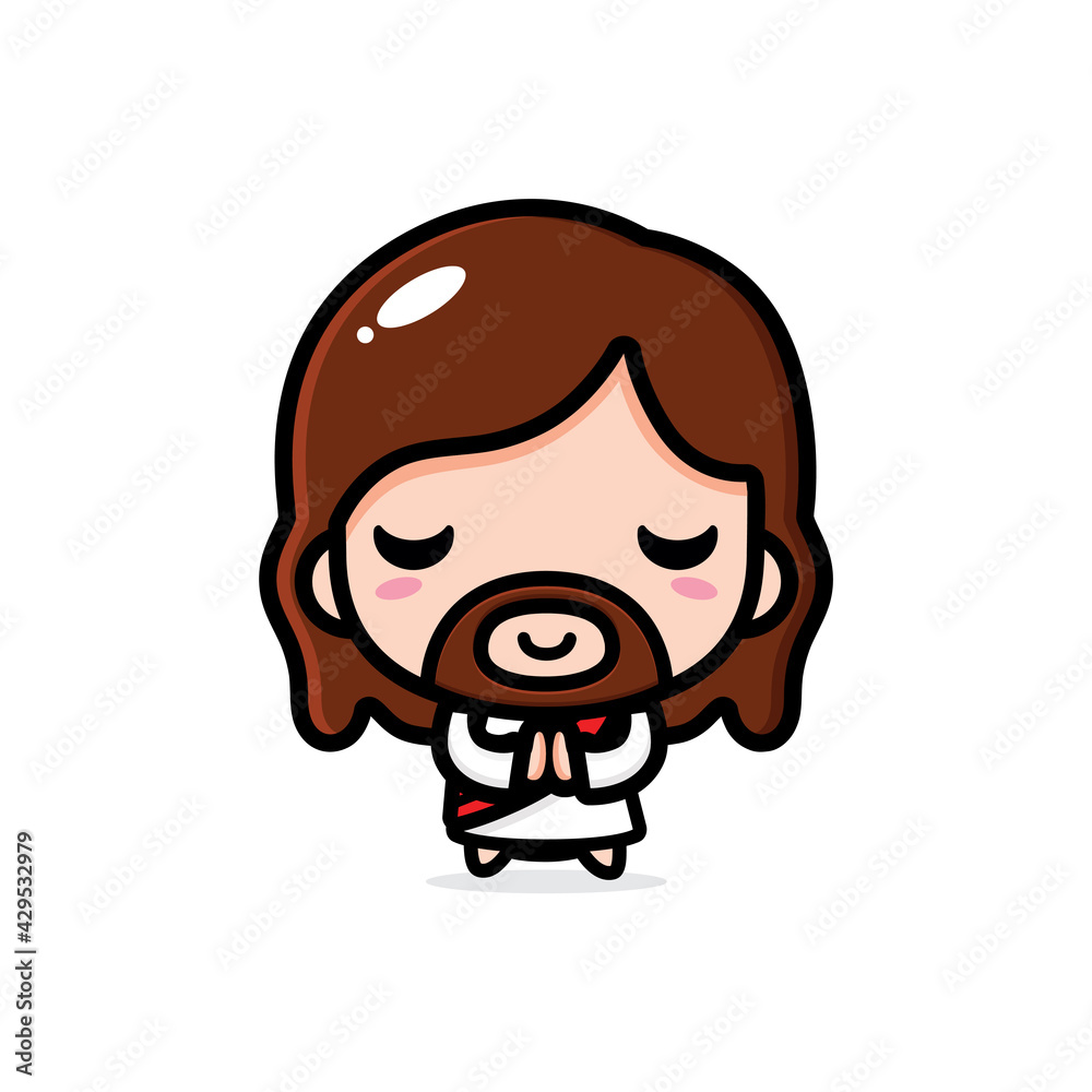 Vector design of cute cartoon jesus praying Vector design of cute cartoon jesus praying