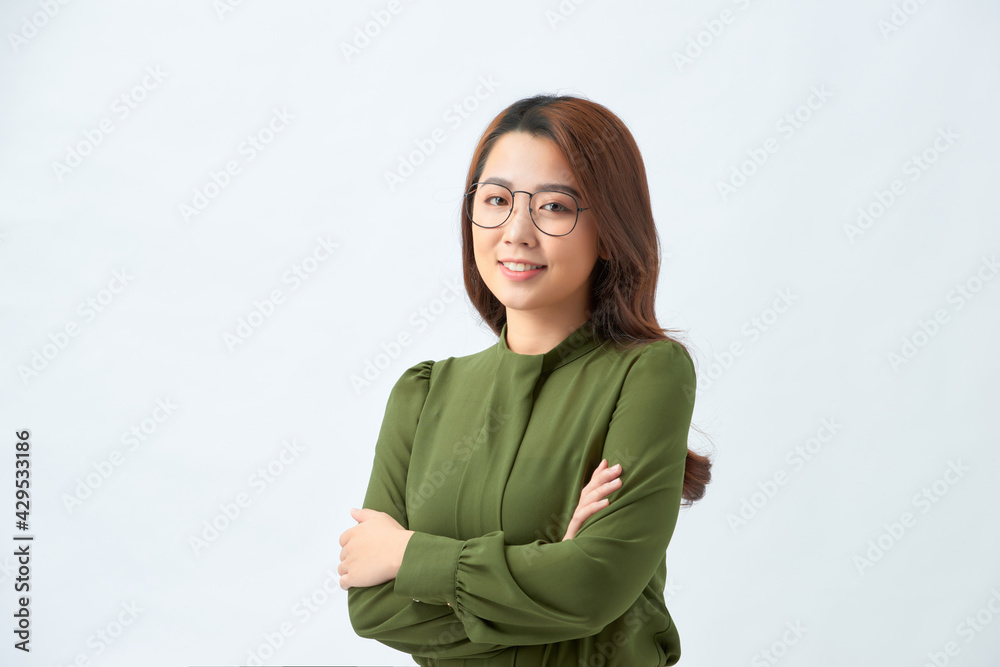 Beautiful young woman portrait over white Beautiful young woman portrait over white