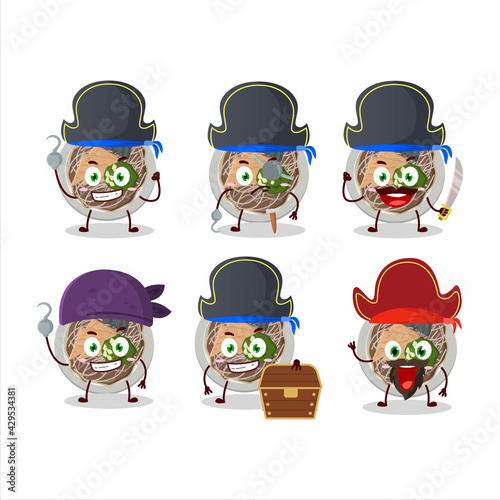 Cartoon character of tachigui soba with various pirates emoticons