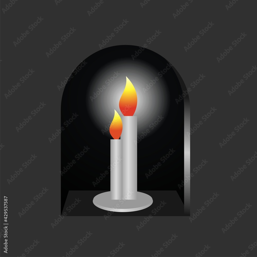 Two candles vector design light up in a dark room Two candles vector design light up in a dark room