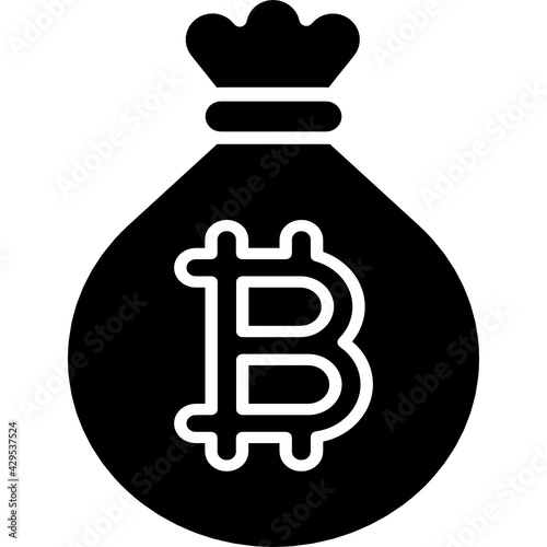 bitcoin bag icon vector