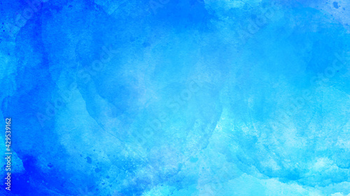 青の水彩の筆の跡、背景素材、テクスチャ © comawari