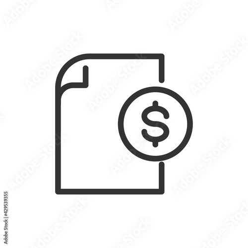 Thin line icon of bill.