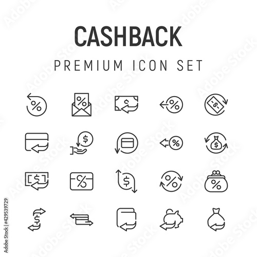 Premium pack of cashback line icons.