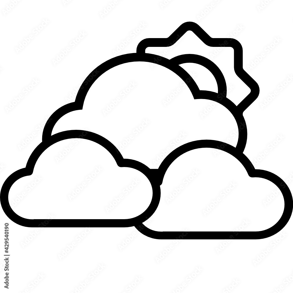 clouds and sun icon vector