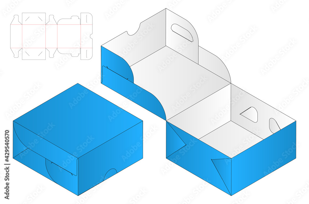 shoe box with die cut template design Stock Vector